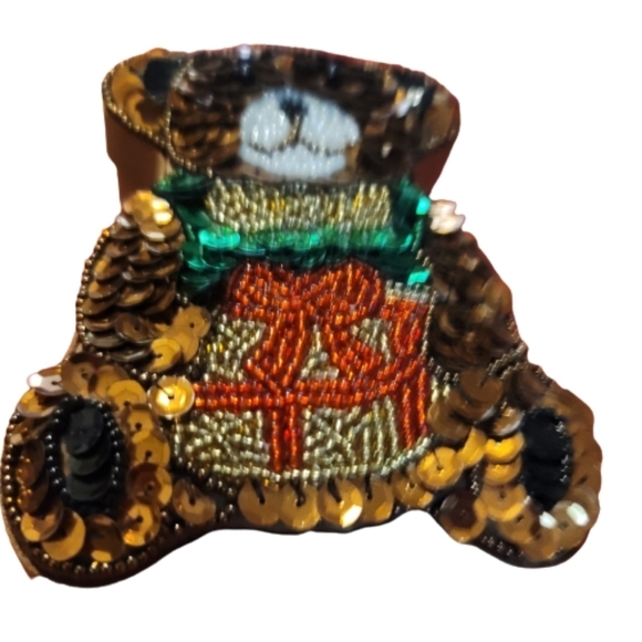 BEAR BOX Sequined Christmas bear box  holding gift for jewelry keys pill box - Picture 2 of 8